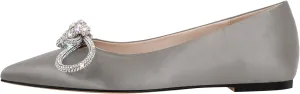 Women's Flats with Rhinestone Bow Pointed Toe Flats for Women Clear Flat