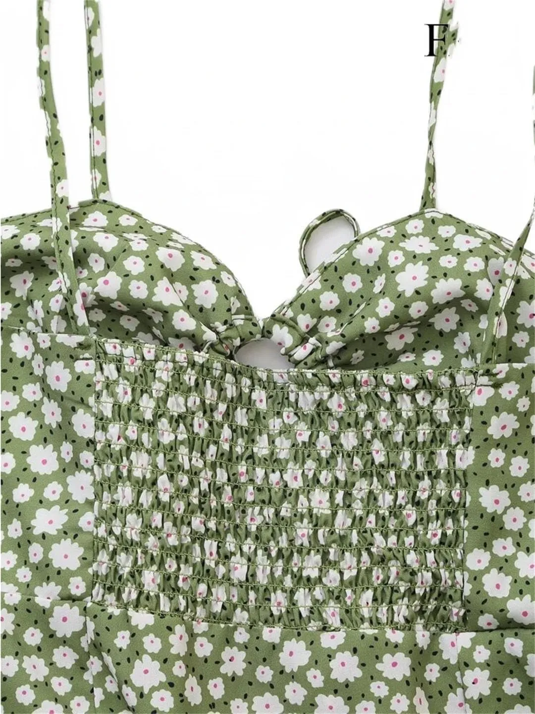 Women's Floral Printed Dresses Beach Seaside Style Sexy Spaghetti Straps Backless Split Dresses