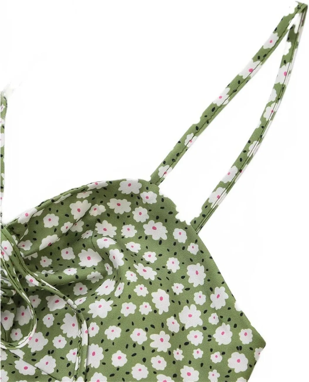 Women's Floral Printed Dresses Beach Seaside Style Sexy Spaghetti Straps Backless Split Dresses