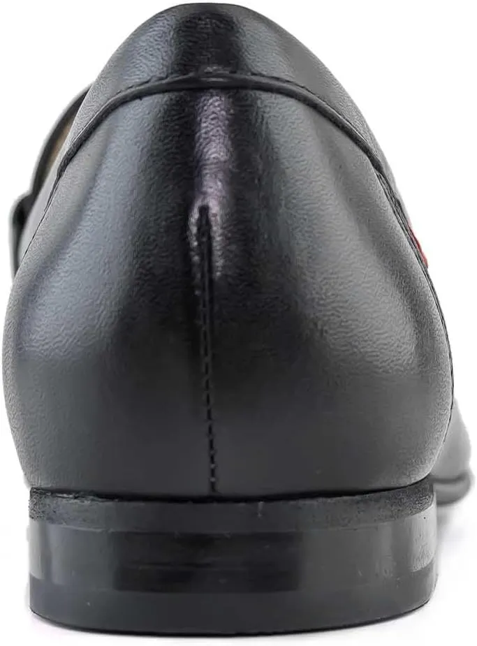 Womens Genuine Leather Comfort Slip On Buckle Dress Loafer
