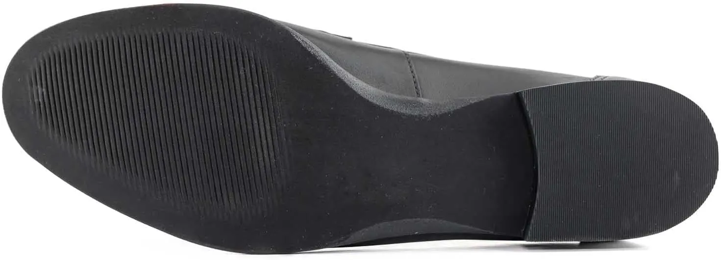 Womens Genuine Leather Comfort Slip On Buckle Dress Loafer