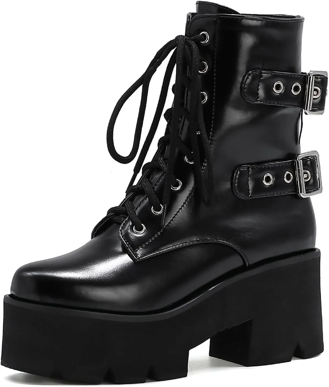 Women's Goth Platform Boots, Cosplay Gothic Combat Boots, Punk Chunky Block Ankle Booties Shoes