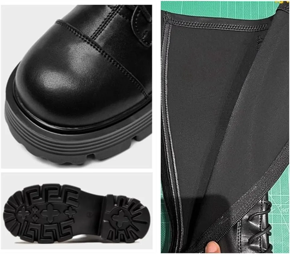 Women's Knee High Boots Goth Punk Platform Lace-up Zip Riding Boots