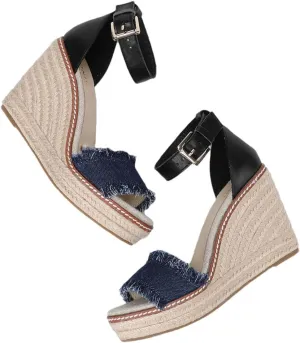 Women's Leather Platform Wedge Sandals High Heels Open Toe Casual Gladiator Casual Wedge Shoes