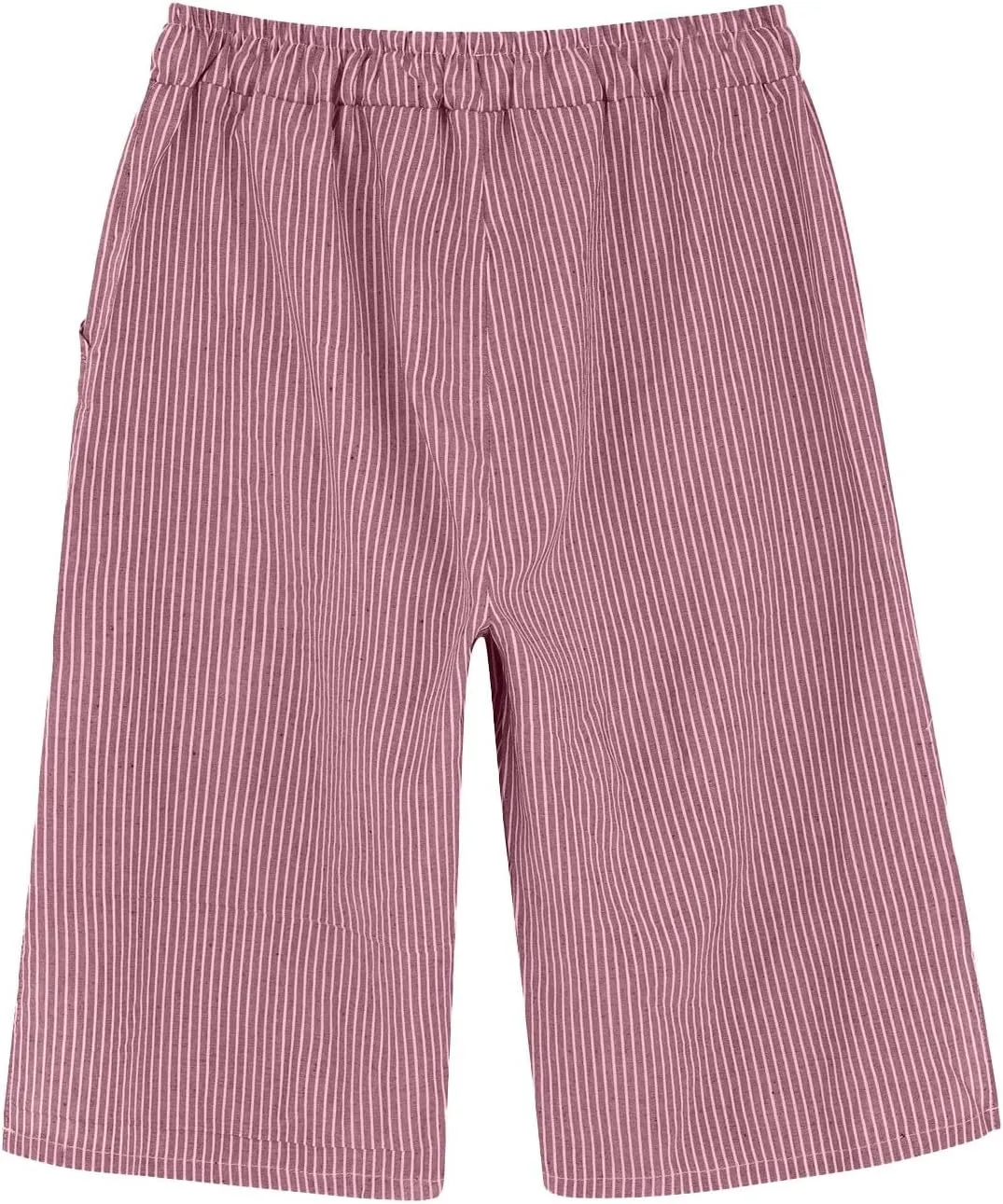 Women's Linen Bermuda Shorts Elastic Waist Beach Pants for Women Knee Length Summer Casual Linen Capri Shorts 2025