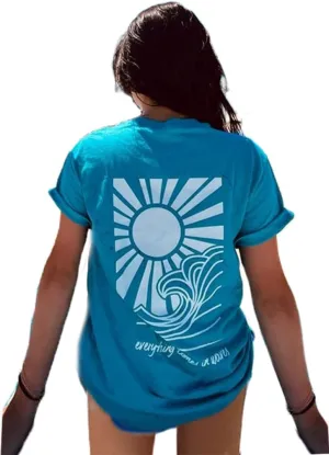 Womens Oversized Vintage Flower T-Shirts Preppy Western Graphic Tees Tops Y2k Ocean Coastal Summer Beachy T Shirts