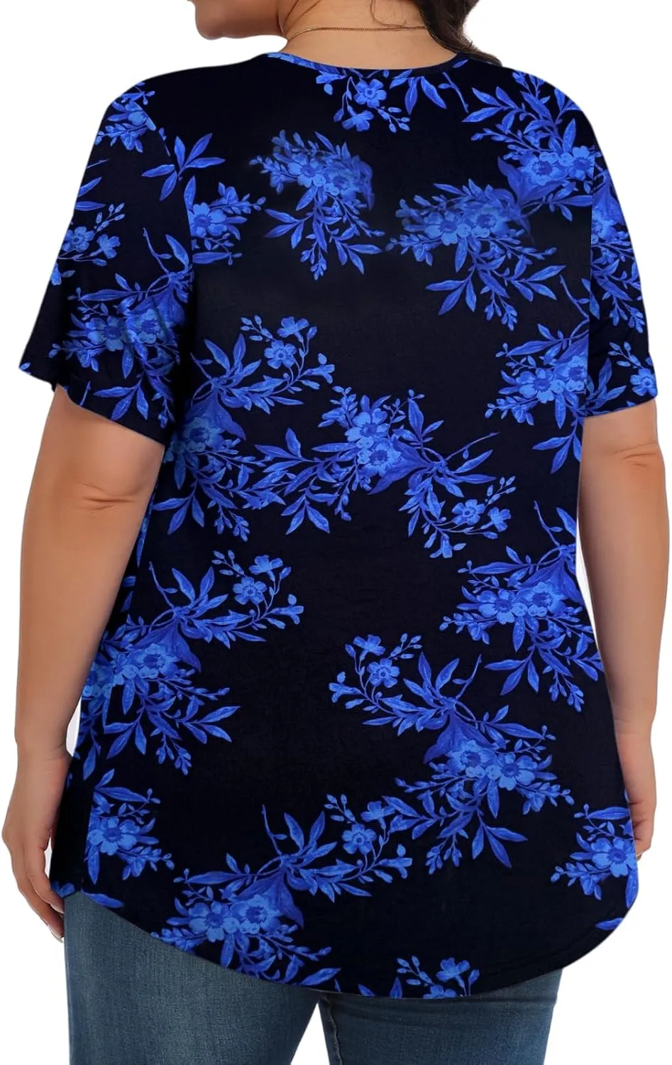 Womens Plus Size Tops Tunic Short Sleeve Crew Neck Shirts Casual Soft Blouse 1X-5X