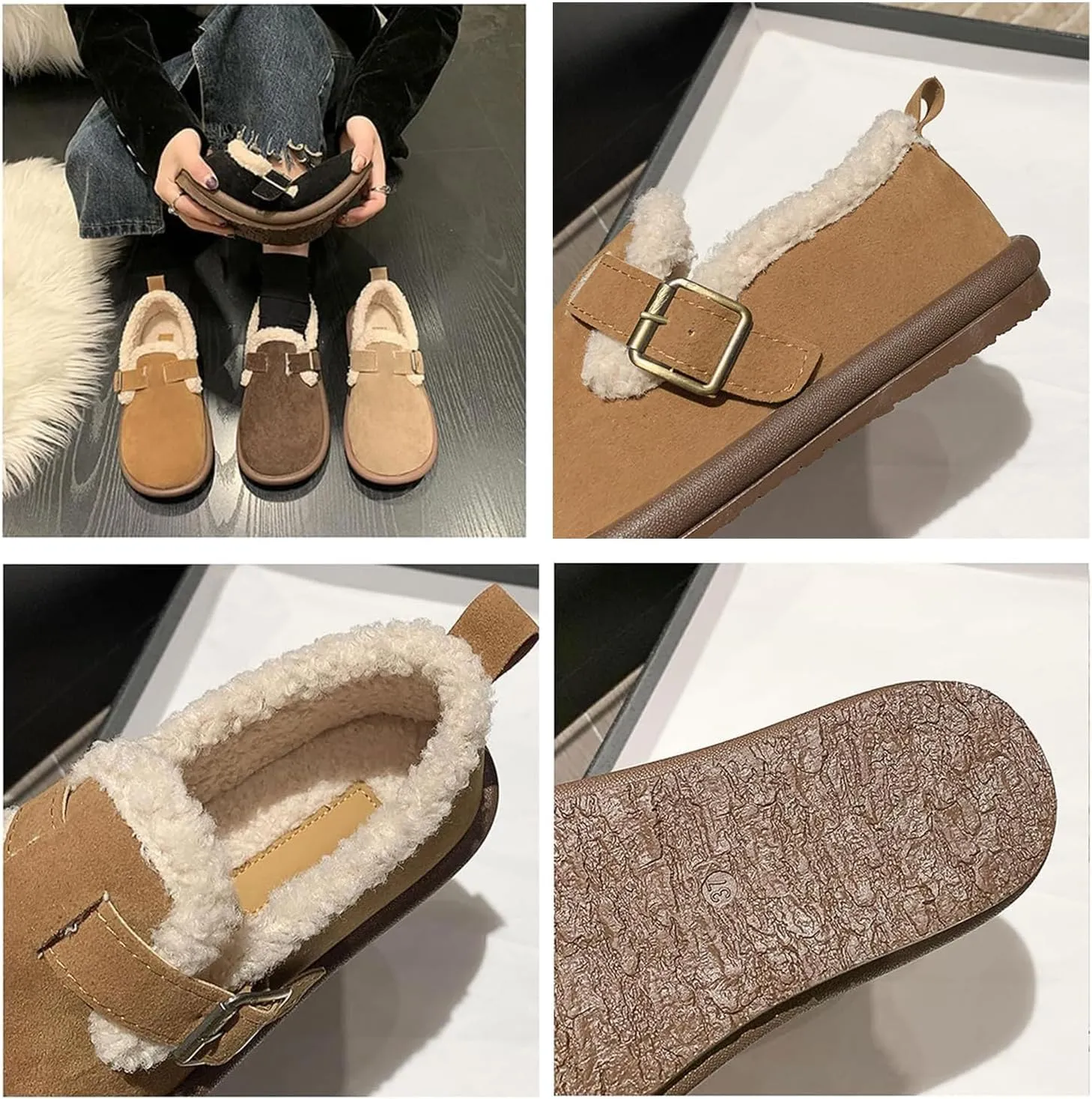 Women's Plush Round Toe Slip-On Orthopedic Shoes, Warm Fuzzy Lined Casual Soft Sole Shoes, Warm Cotton Shoes