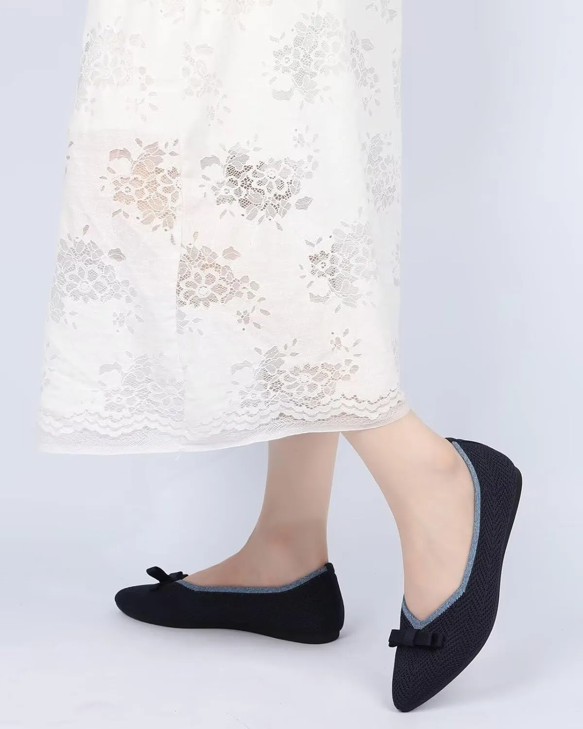 Women's Pointed Toe Flats Knit Dress Slip-on Ballet Flats Shoes Comfort Classic Work Business Office Shoes