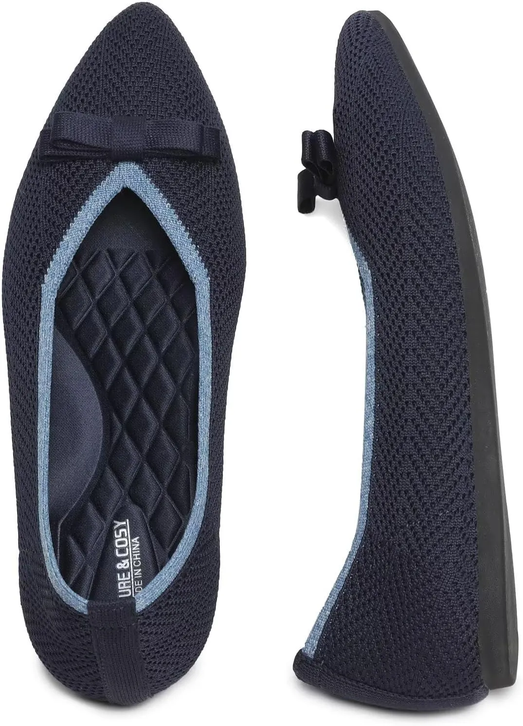 Women's Pointed Toe Flats Knit Dress Slip-on Ballet Flats Shoes Comfort Classic Work Business Office Shoes