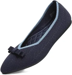 Women's Pointed Toe Flats Knit Dress Slip-on Ballet Flats Shoes Comfort Classic Work Business Office Shoes