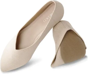 Womens Pointed Toe Flats Knit Dress Washable Flats Slip On Ballet Shoes Women Comfort Office Low Wedge