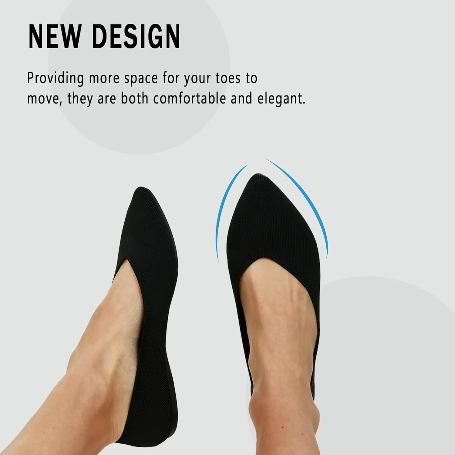 Womens Pointed Toe Flats Knit Dress Washable Flats Slip On Ballet Shoes Women Comfort Office Low Wedge