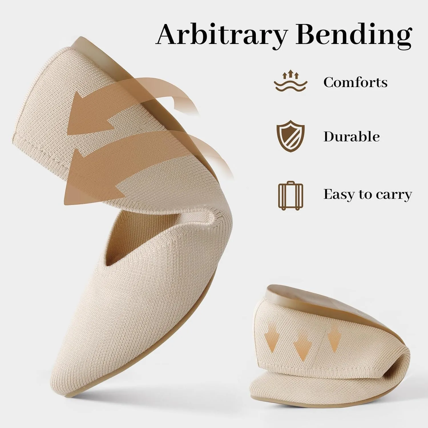 Womens Pointed Toe Flats Knit Dress Washable Flats Slip On Ballet Shoes Women Comfort Office Low Wedge