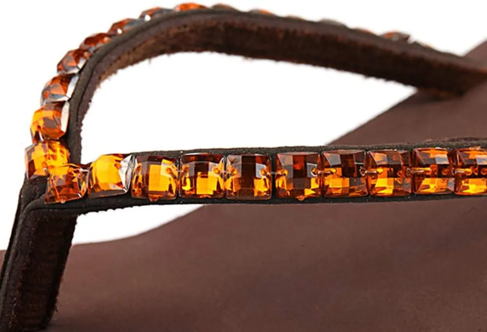 Women's Rhinestone Fashion Platform Wedge Thong Flip Flops Sandals T-Strap Slipper