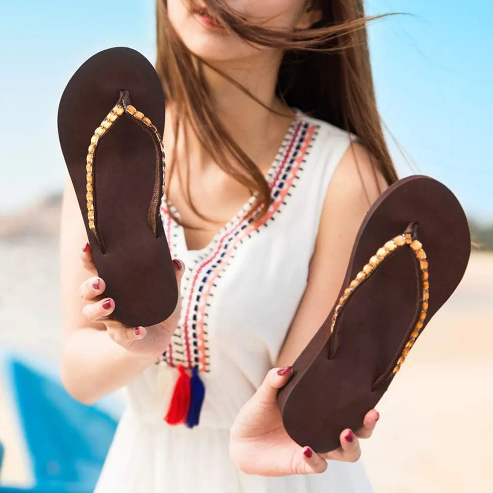 Women's Rhinestone Fashion Platform Wedge Thong Flip Flops Sandals T-Strap Slipper