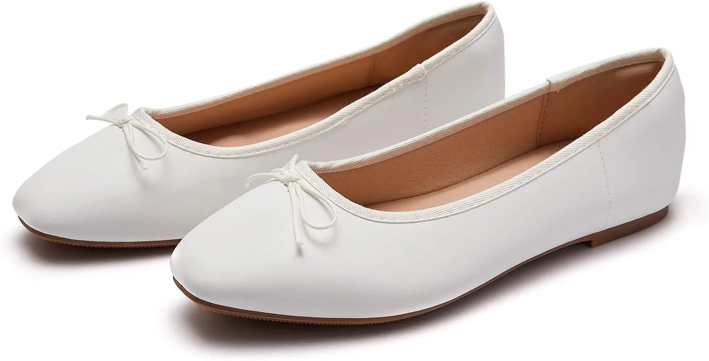 Women's Round Toe Ballet Flats Comfortable Bow Dressy Flats Shoes for Women