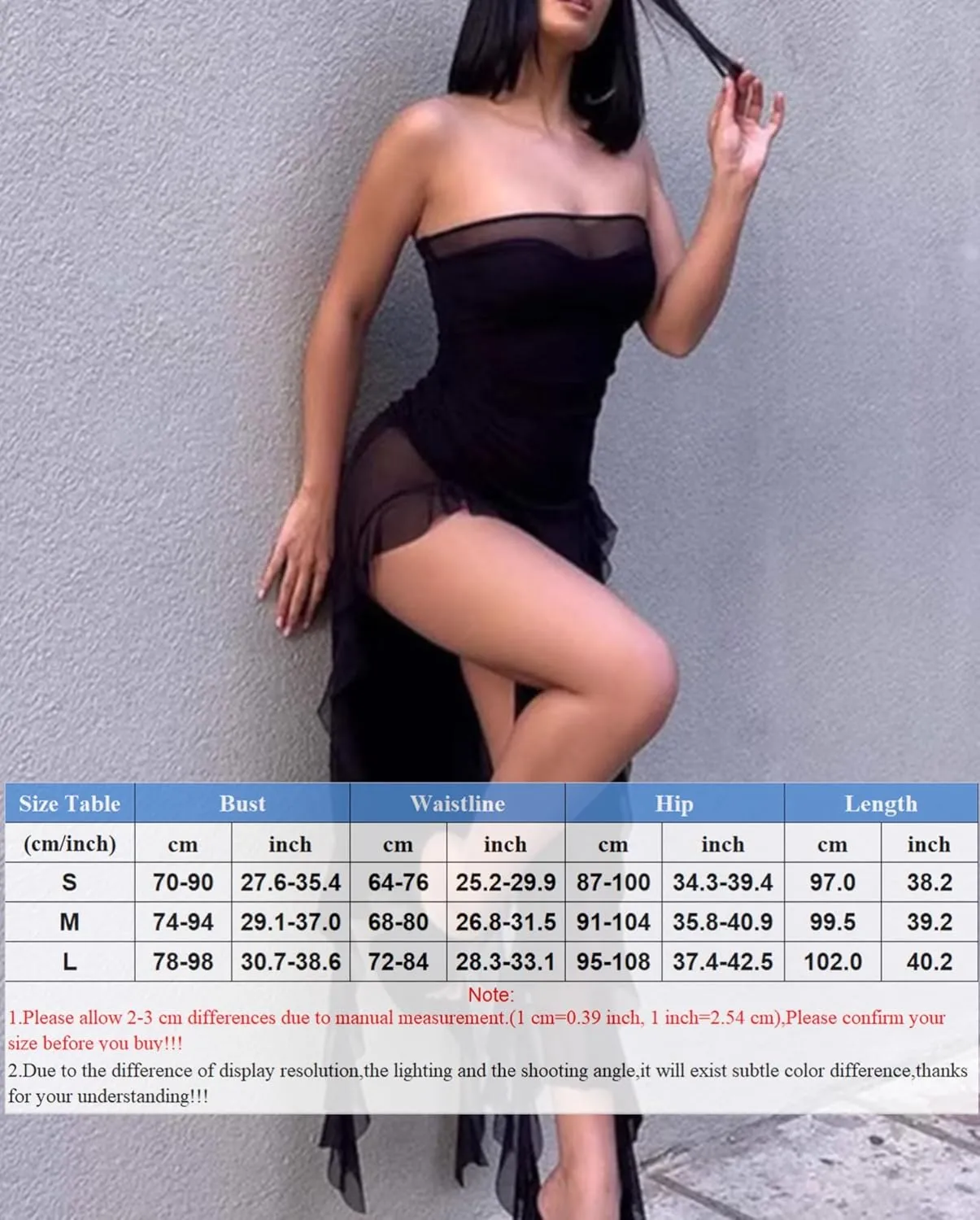 Women's Sexy Fringe Ruffle Tube Top Backless Off Shoulder Bodycon Split Irregular Hem Maxi Flowy Dress