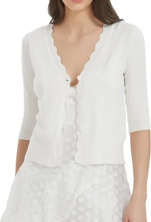 Women's Short Sleeve Cropped Cardigan Button Down Sweater Lightweight Knit Shrugs