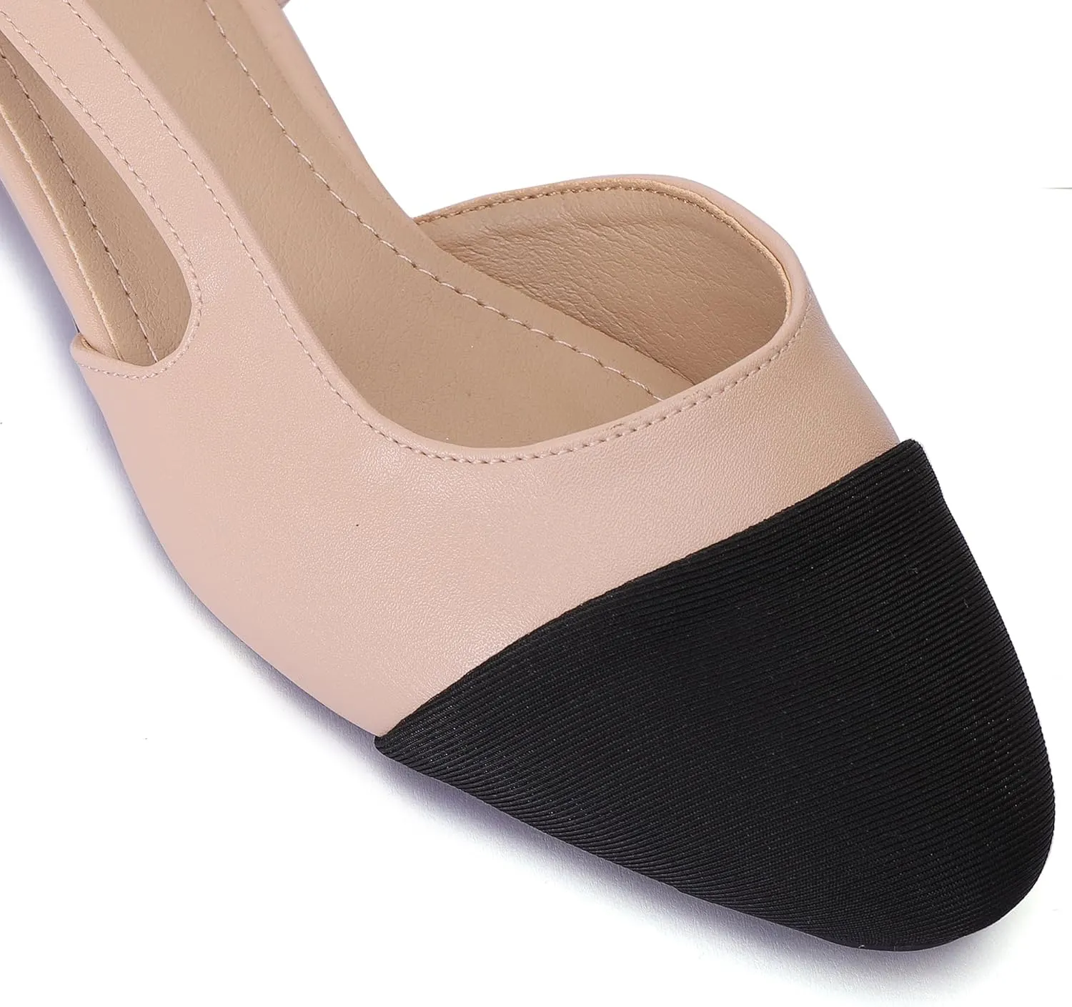 Women's Slingback Flats, Square Toe Flats for Women Dressy Casual Work Office Party, Fashion Splicing Dress Shoes for Women