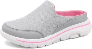 Women's Slip On Mules Casual Clog Comfort Slip-On Walking Mules Breathable Mesh Walking Mules Sneakers Open Back Slip On Shoes Breathable Slippers Closed Toe Slides