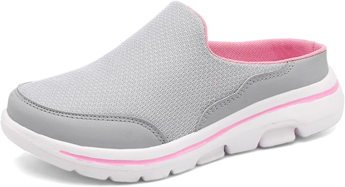 Women's Slip On Mules Casual Clog Comfort Slip-On Walking Mules Breathable Mesh Walking Mules Sneakers Open Back Slip On Shoes Breathable Slippers Closed Toe Slides