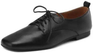 Women's Soft Leather Handmade Square Toe Lace Up Comfortable Office Oxford Flats Shoes