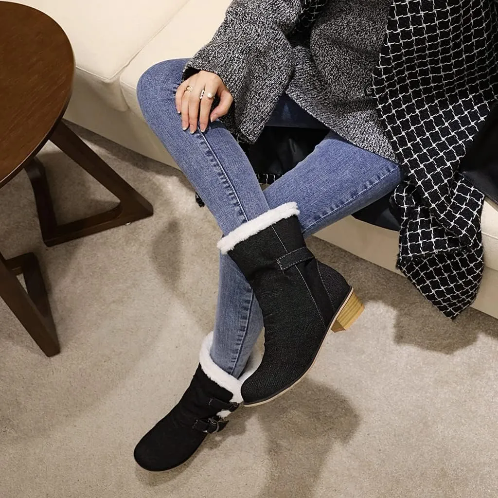 Women's Square Toe Denim Ankle Boots Embroidered Flower Zipper Block Low Heel Dressy Short Booties
