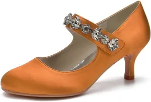 Women's Stunning Closed-Toe Low Stiletto Sandals Elegant Satin High Heels Perfect for Weddings, Bridal Events, Parties, and Daily Wear