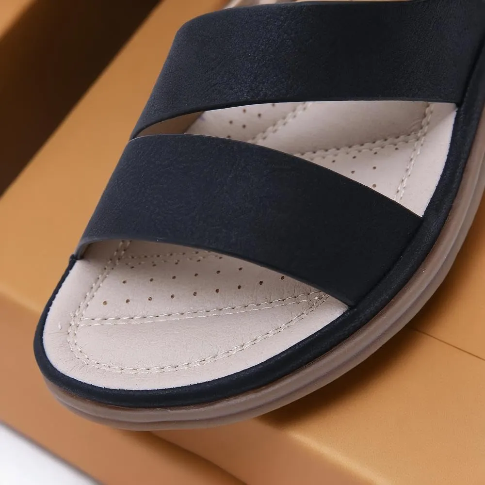 Women's Summer Casual Slide Sandals with Adjustable Straps & Cushioned Arch Support | Comfortable Beach Walking Shoes for Women, Breathable Vacation Footwear