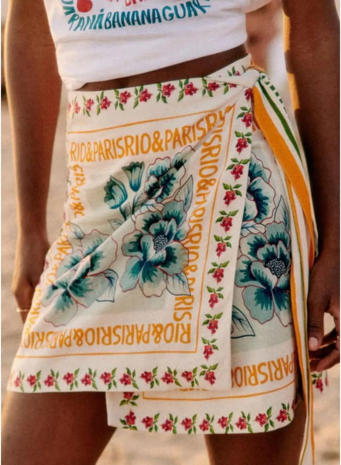 Womens Summer Floral Wrap Short Skirt Tie Side High Waist A Line Beach Vacation Boho Mini Skirt