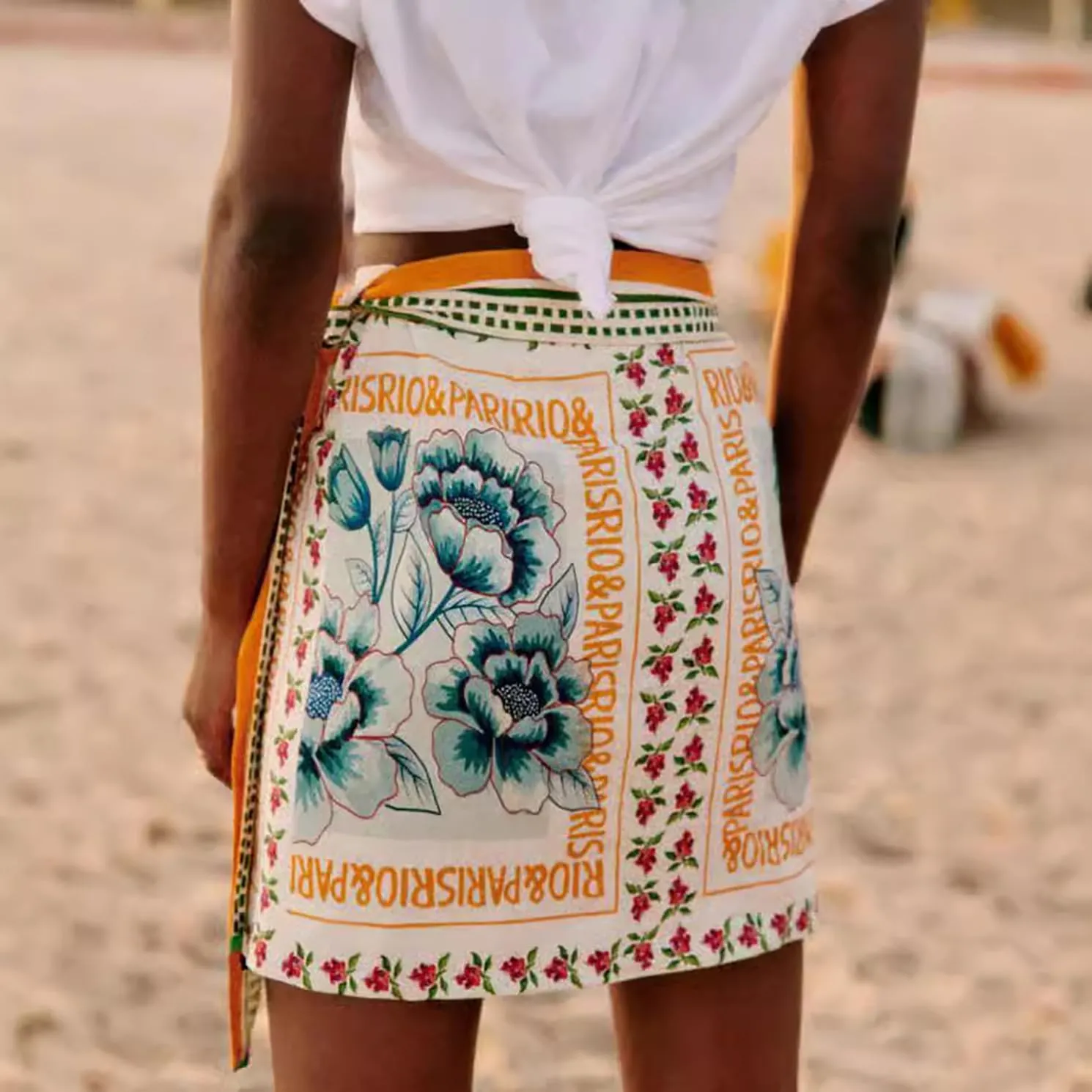 Womens Summer Floral Wrap Short Skirt Tie Side High Waist A Line Beach Vacation Boho Mini Skirt