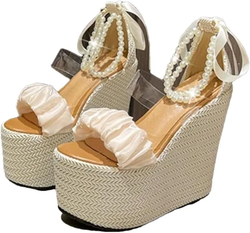 Women's Summer Open Toe Wedge Sandals With 16Cm High Heel And 5-7Cm Platform Sexy Party Shoes