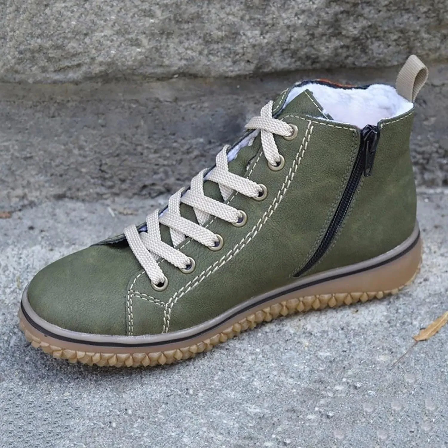 Women's Waterproof Walking Sneakers Casual Width Ankle Boots Lace Up Hiking Boots Winter Outdoor Snow Boots