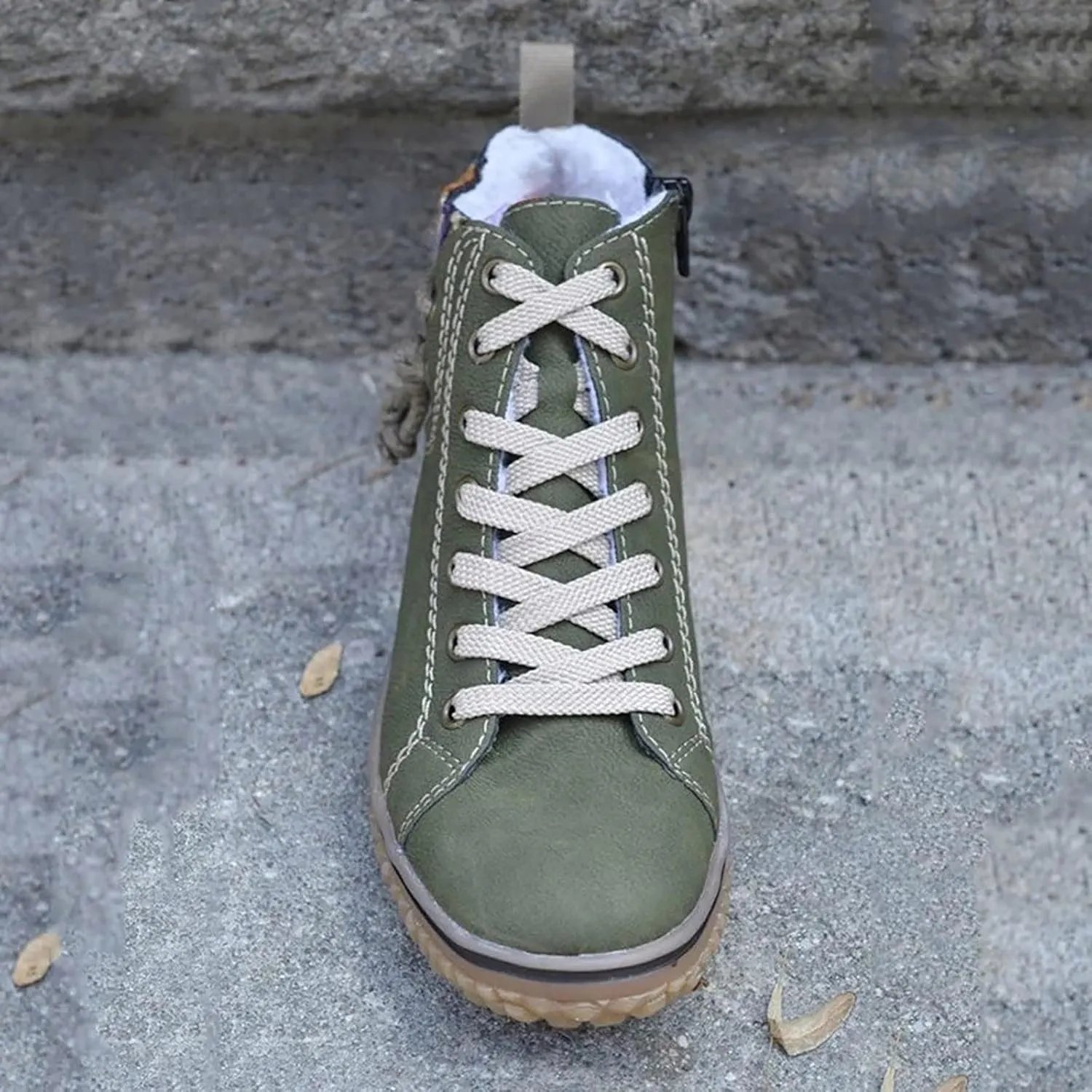 Women's Waterproof Walking Sneakers Casual Width Ankle Boots Lace Up Hiking Boots Winter Outdoor Snow Boots