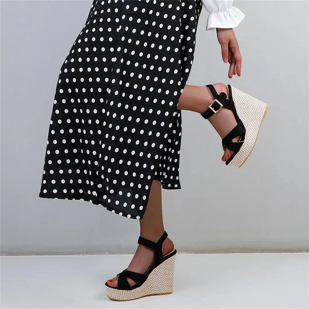 Women's Wedge Sandals With 8Cm High Heel And 3-5Cm Platform Casual Flip Flops Large Size Comfortable Wedge Shoes
