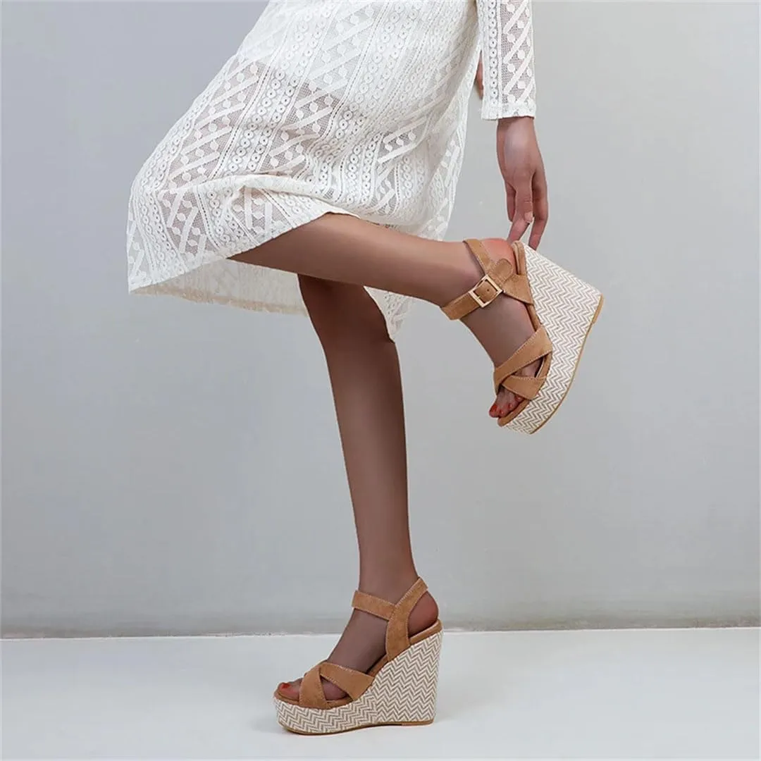 Women's Wedge Sandals With 8Cm High Heel And 3-5Cm Platform Casual Flip Flops Large Size Comfortable Wedge Shoes