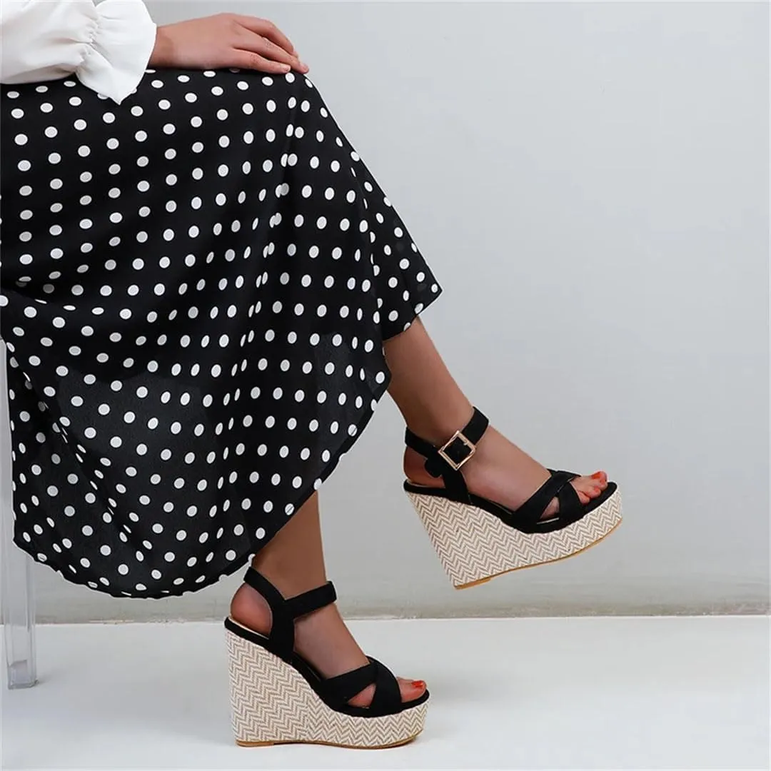 Women's Wedge Sandals With 8Cm High Heel And 3-5Cm Platform Casual Flip Flops Large Size Comfortable Wedge Shoes