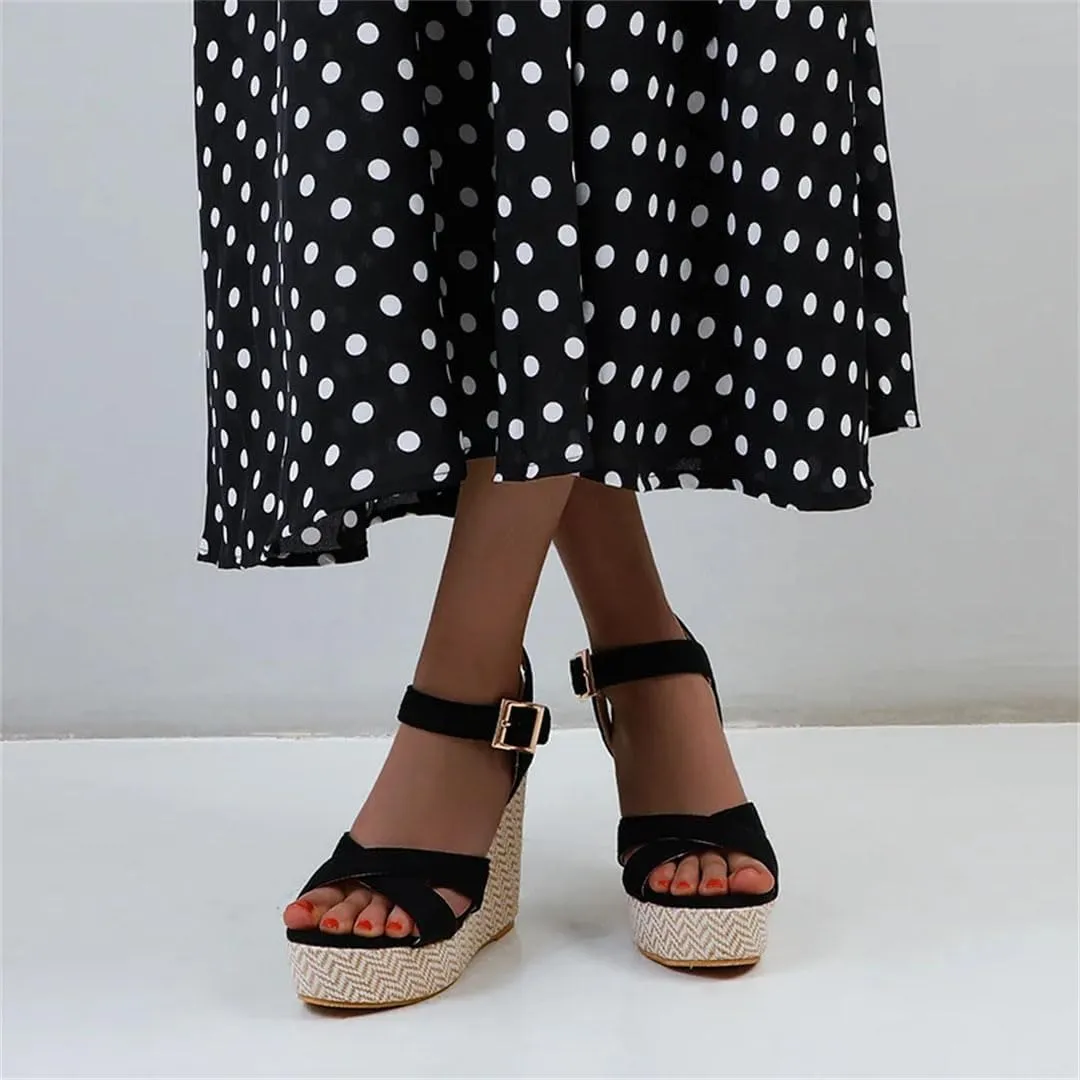 Women's Wedge Sandals With 8Cm High Heel And 3-5Cm Platform Casual Flip Flops Large Size Comfortable Wedge Shoes