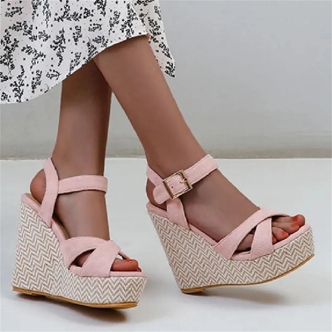 Women's Wedge Sandals With 8Cm High Heel And 3-5Cm Platform Casual Flip Flops Large Size Comfortable Wedge Shoes