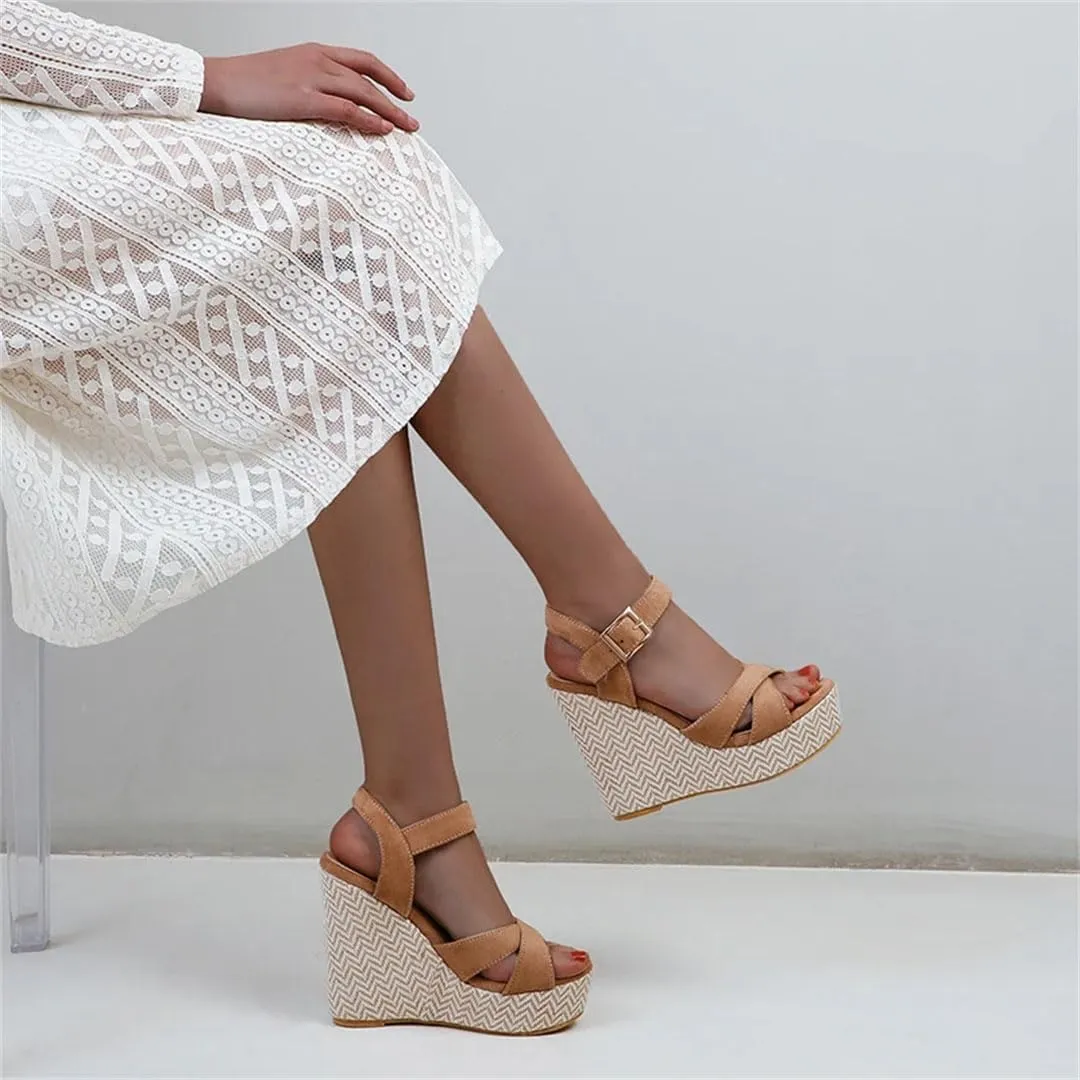 Women's Wedge Sandals With 8Cm High Heel And 3-5Cm Platform Casual Flip Flops Large Size Comfortable Wedge Shoes