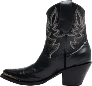 Women's Western Cowboy Ankle Boots Short Cowgirl Boots with Classic Embroidered Slip On Pointed Toe Chunky Country Booties