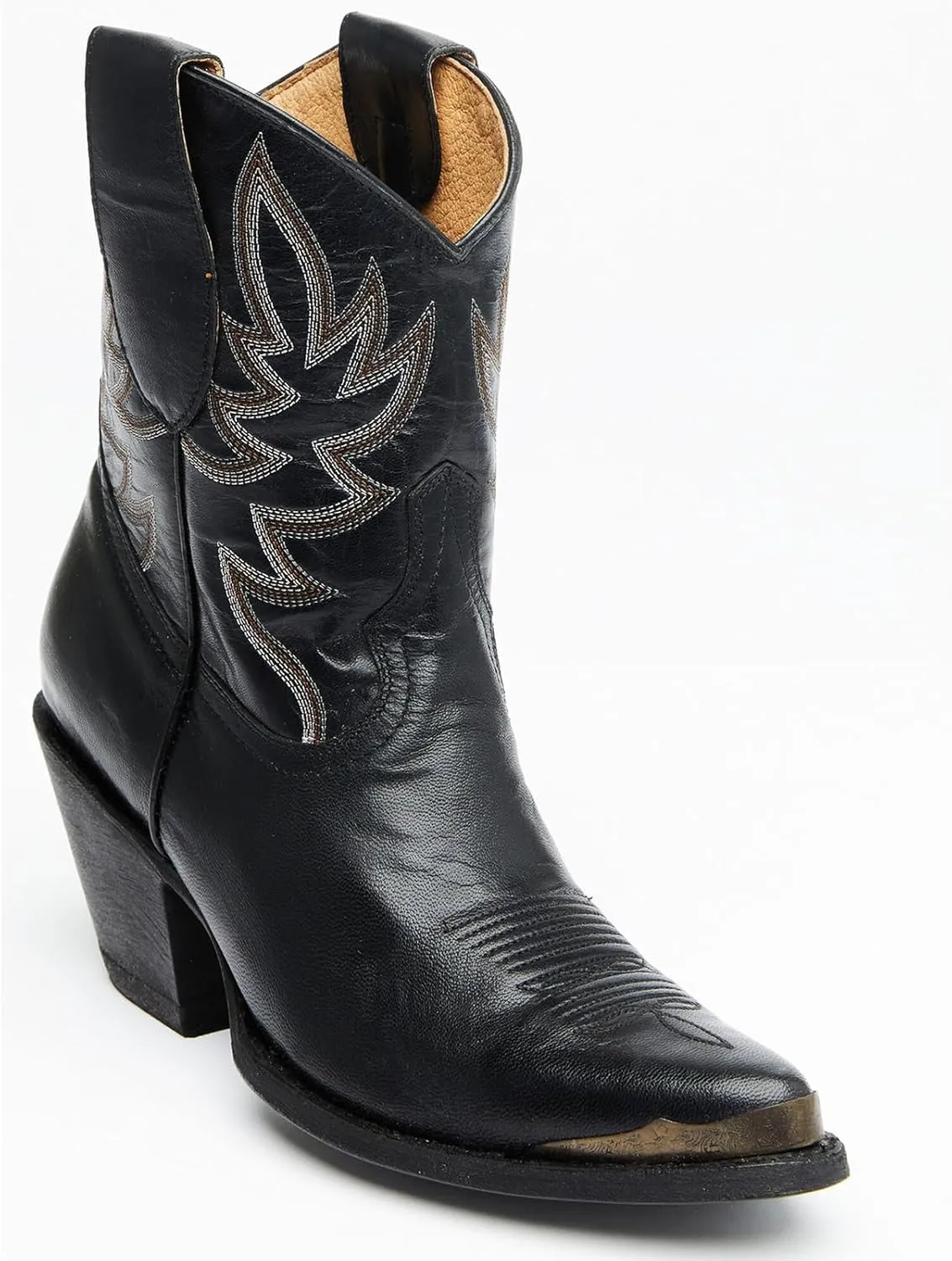 Women's Western Cowboy Ankle Boots Short Cowgirl Boots with Classic Embroidered Slip On Pointed Toe Chunky Country Booties