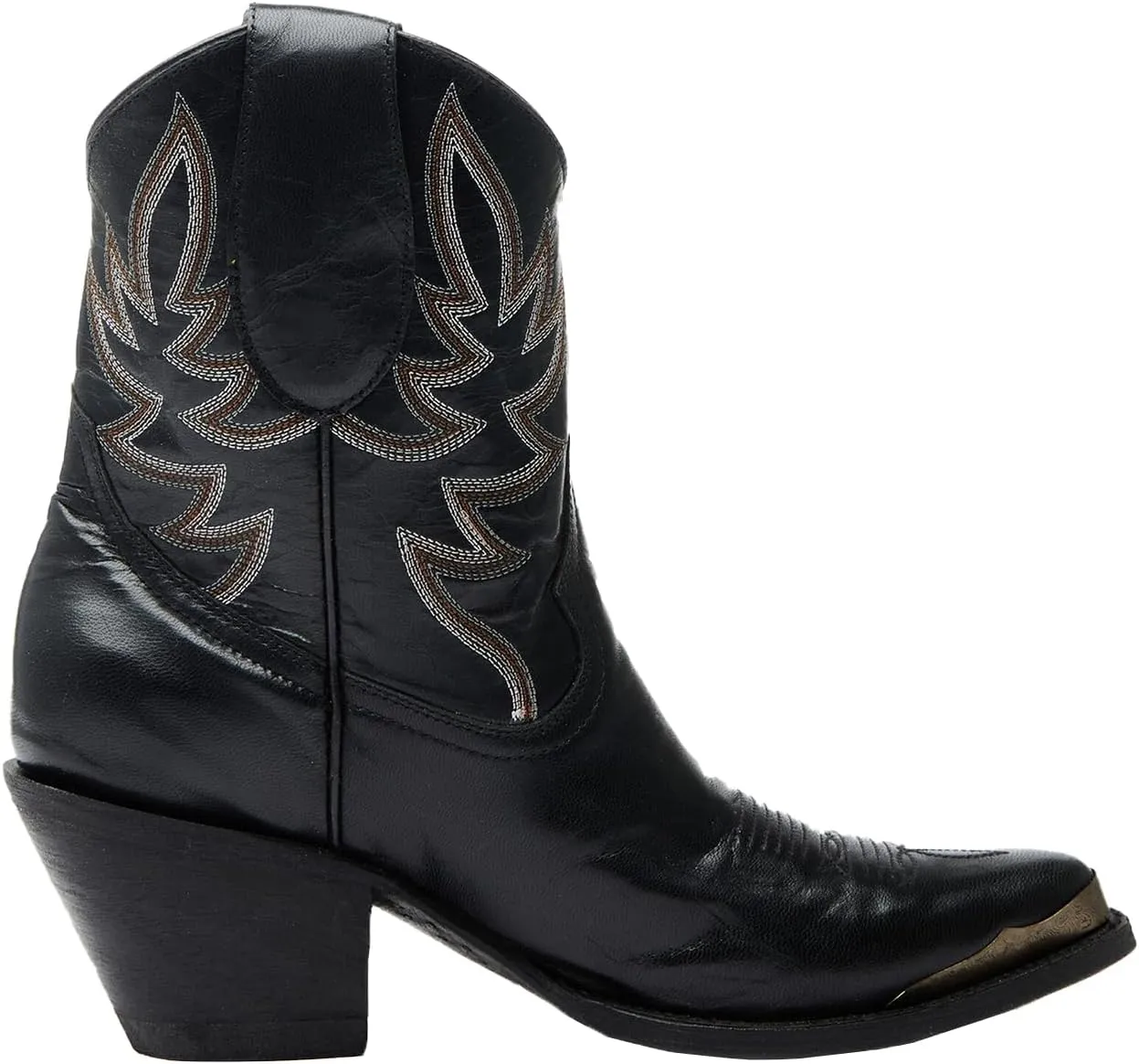 Women's Western Cowboy Ankle Boots Short Cowgirl Boots with Classic Embroidered Slip On Pointed Toe Chunky Country Booties