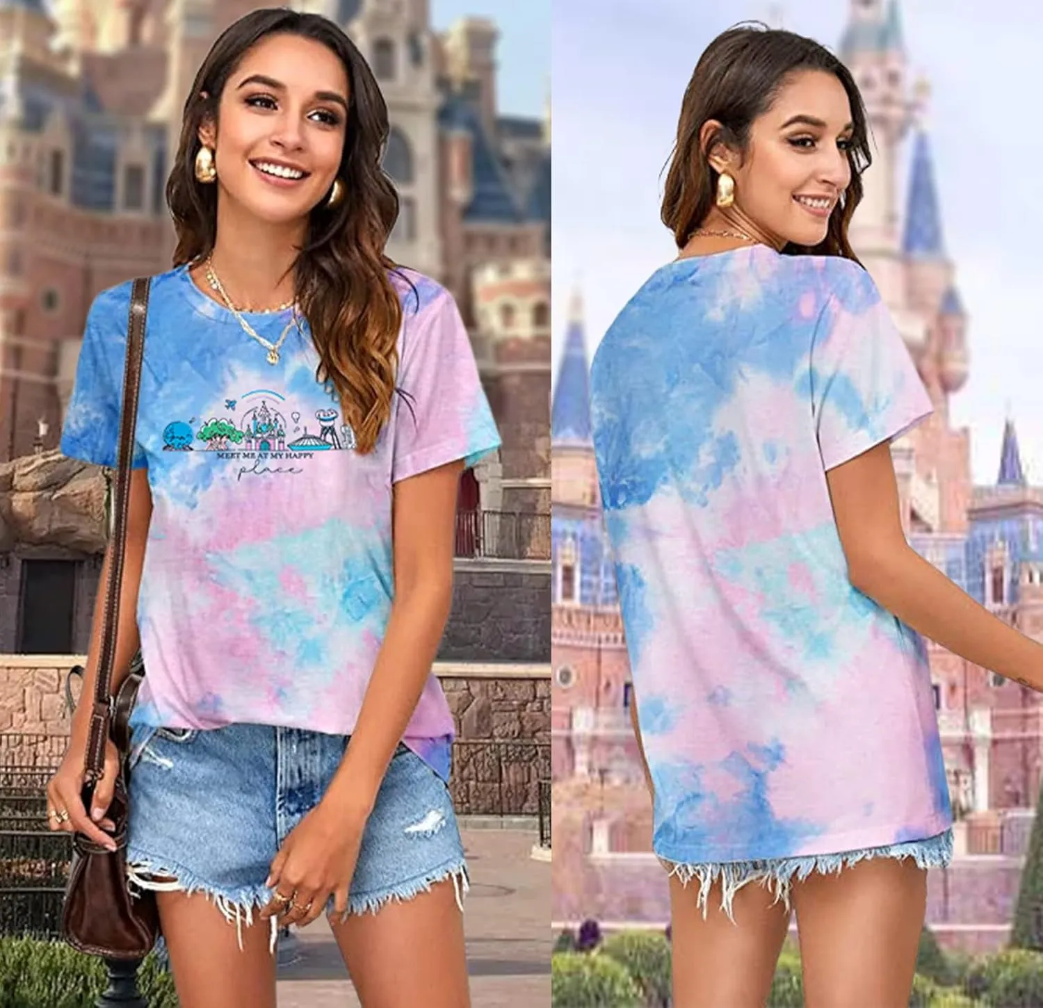 Womens World Traveler Shirt Magic Kingdom Graphic Tshirt Matching Trip T-Shirt Girl Vacation Hodilay Short Sleeve Top