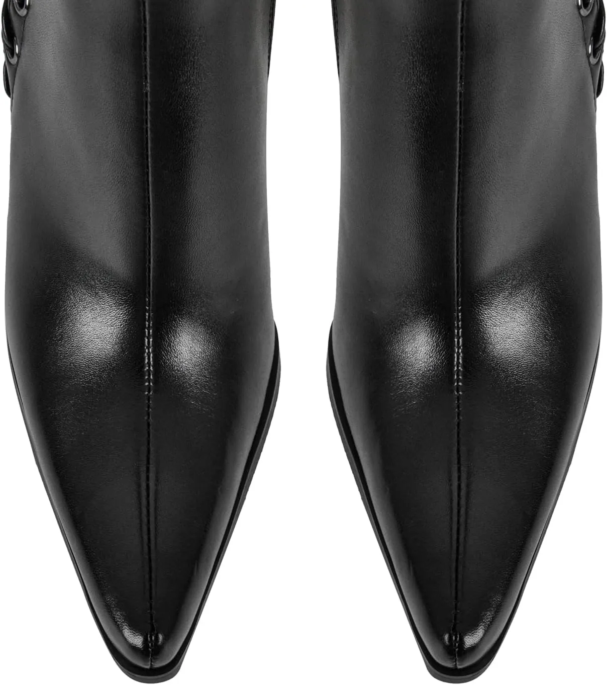 Women's Zip Up Mid Calf Boots Pointy Toe Faux Leather Stilettos High Heels