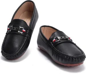 WUIWUIYU Boys Girls Soft Leather Loafer Casual Moccasin Flats Dress Shoes Penny Loafers School Dress Shoes