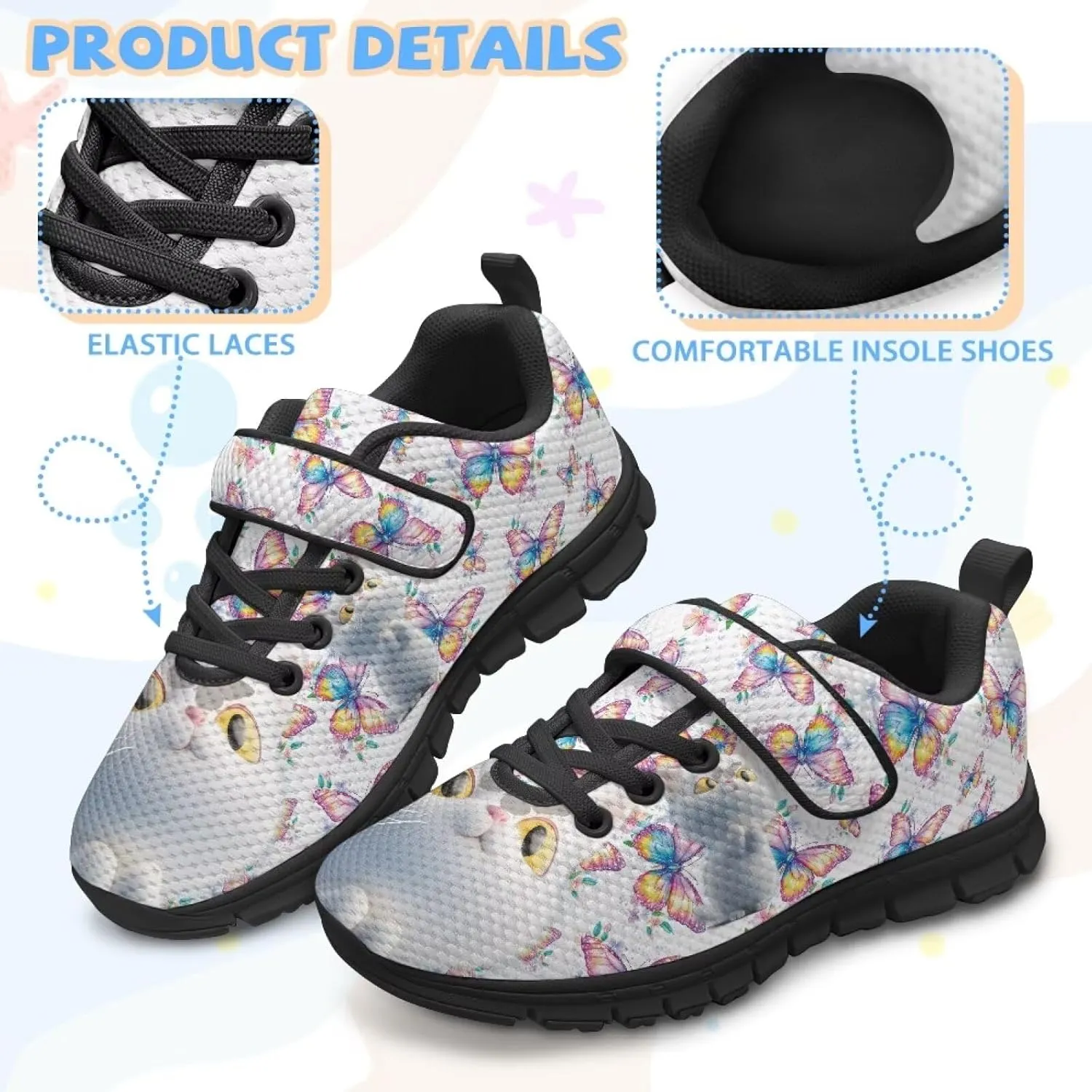YEXIATODO Boys Girls Sneakers Kids No Tie Shoelaces Shoes Comfort Anti-Slip Walking Shoes for Indoor Outdoor Size 1-13
