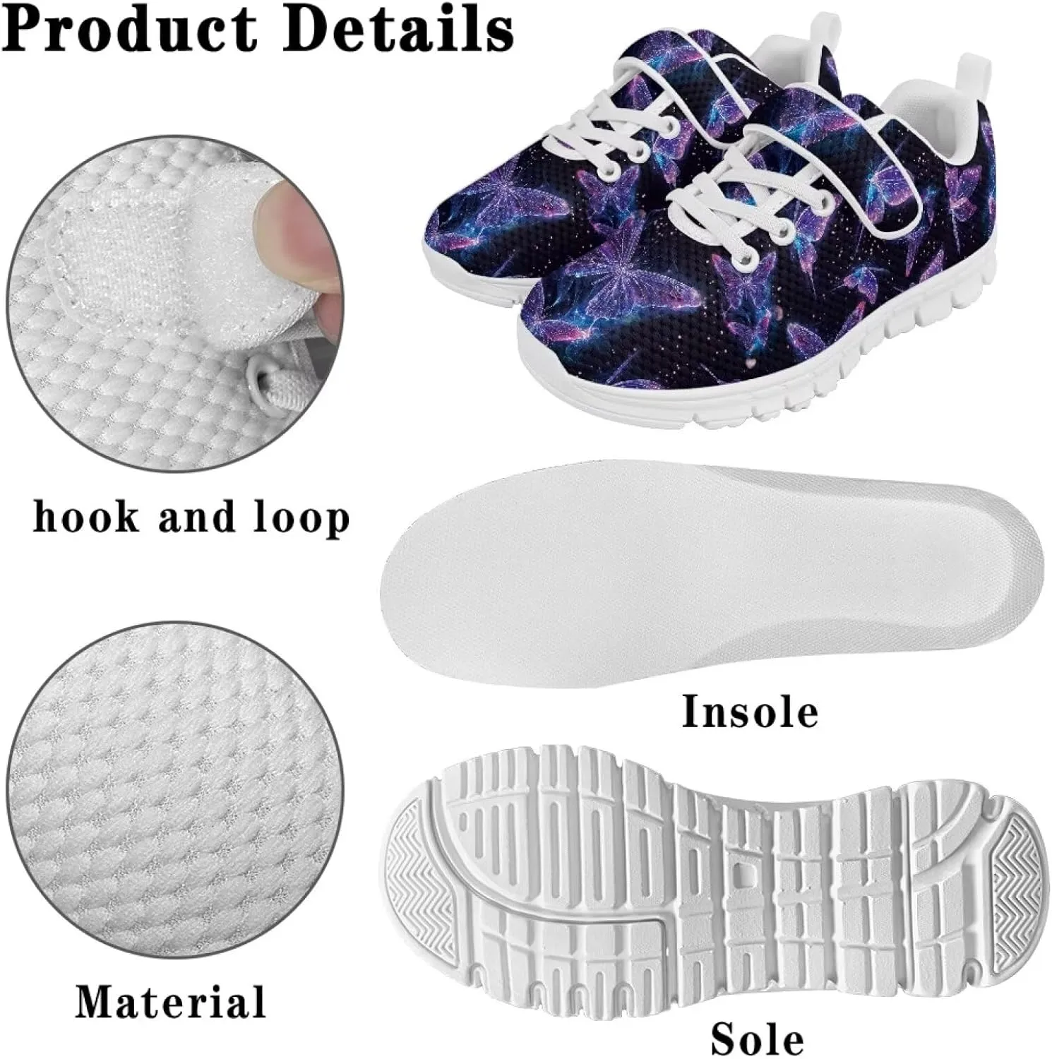 YEXIATODO Sneakers for Girls Boys Toddlers Slip on Shoes Hands Free Shook and Loop chool Shoes Athletic Shoes US 1-13