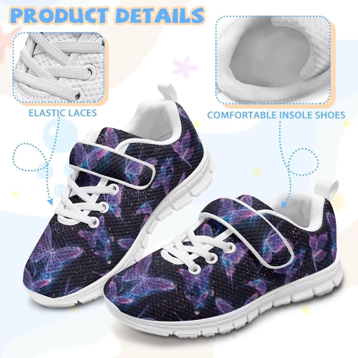 YEXIATODO Sneakers for Girls Boys Toddlers Slip on Shoes Hands Free Shook and Loop chool Shoes Athletic Shoes US 1-13